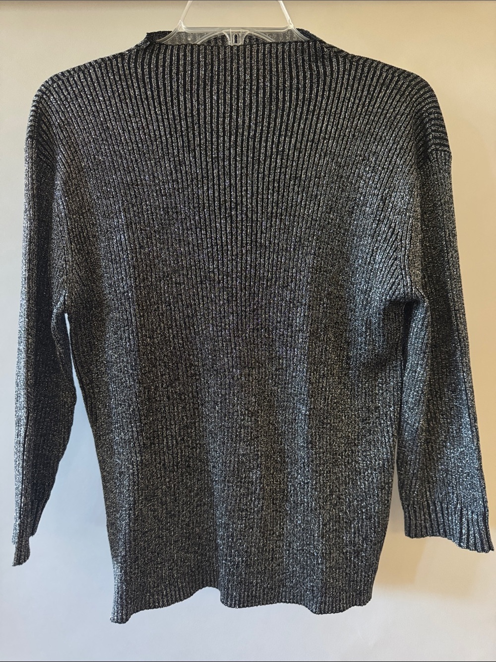 Joseph A Metallic Ribbed Crew Neck Sweater in Charcoal